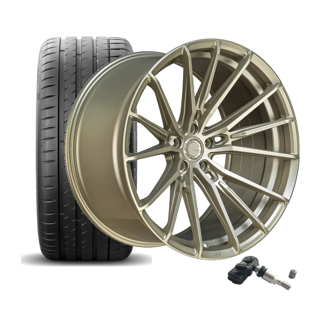 SET | WF CF.4-FF LIGHT GOLD 22" | CONTINENTAL + RDKS | AUDI RS6/RS7 (C8/F2)