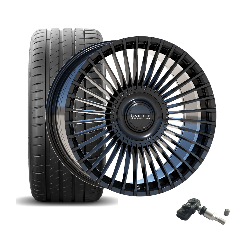 SET | UNICATE MULTISPOKE36 Highgloss Black 22" | FALKEN + RDKS | MB S-Klasse Langversion (W222/W223)