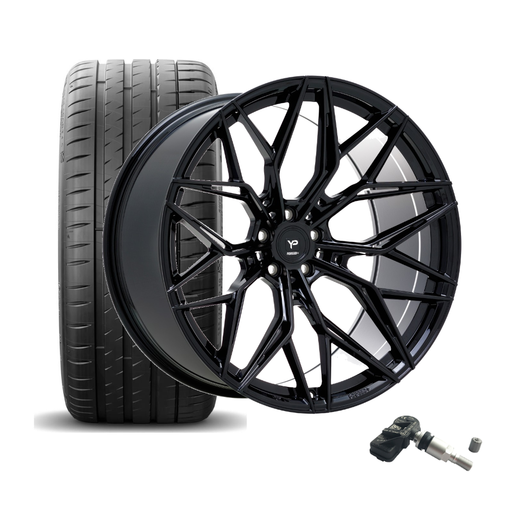 SET | YP FORGED+6 GLOSS BLACK 22" | MICHELIN + RDKS | AUDI RS6/RS7 (C8/F2)
