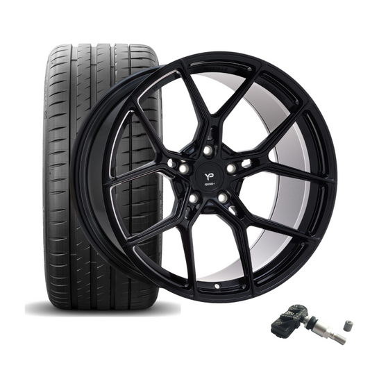 SET | YP Forged+R RS1 SCHWARZ GLANZ 20" | MICHELIN+ RDKS | BMW M3/M4 (F80-F83)